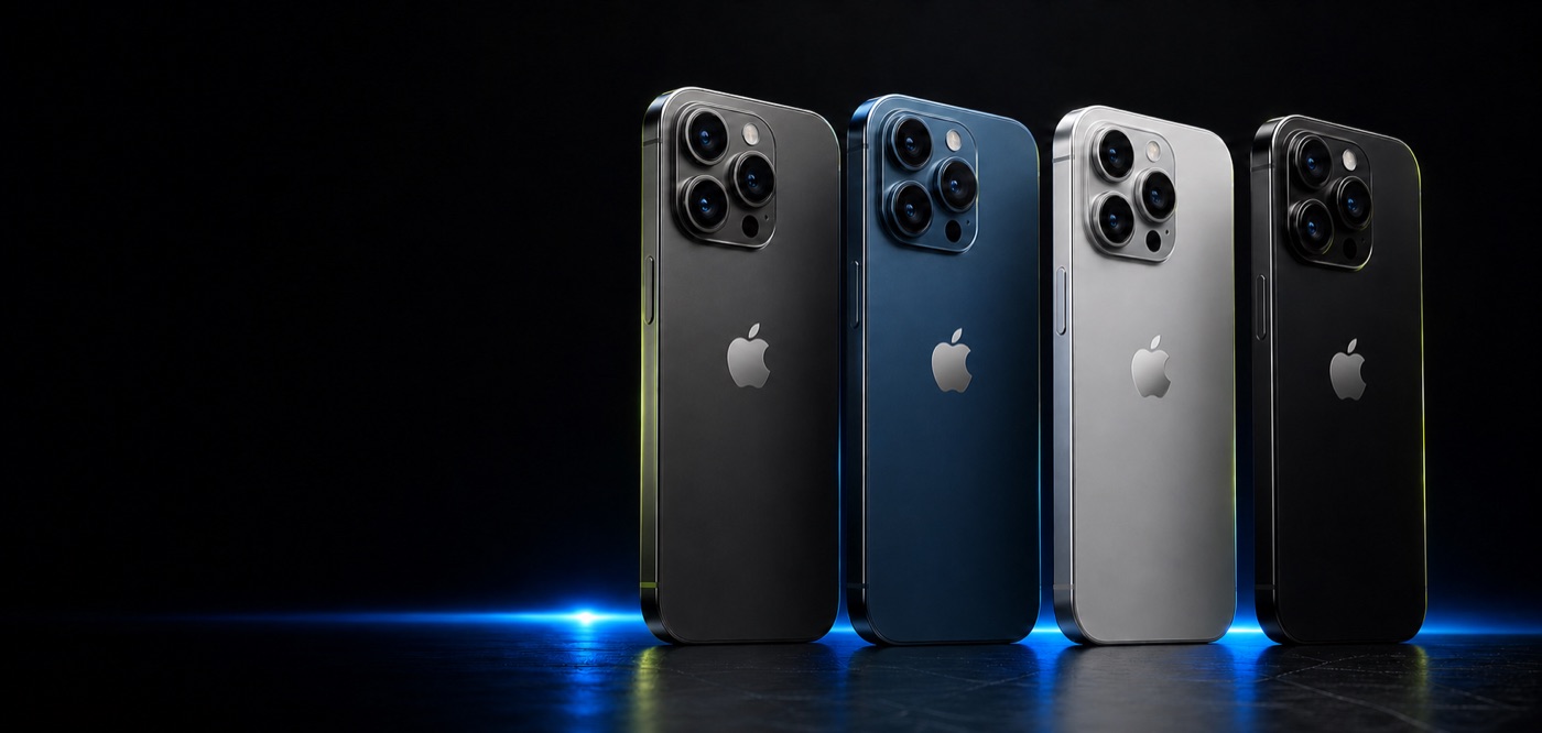 Plusieurs smartphones modernes présentés sous un éclairage bleu